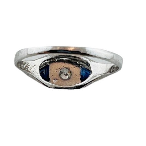 14K White Gold Diamond Lab Created Sapphire Filigree Ring 4.75 #15675 - Picture 7 of 9